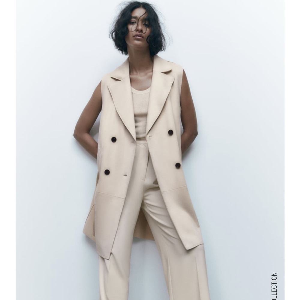 NWT Zara Suede Double Breasted Vest